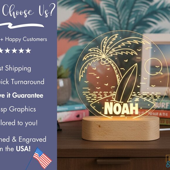 Custom Surfing LED Night Light – Coastal Decor for Beach Fans - Picture 4 of 8